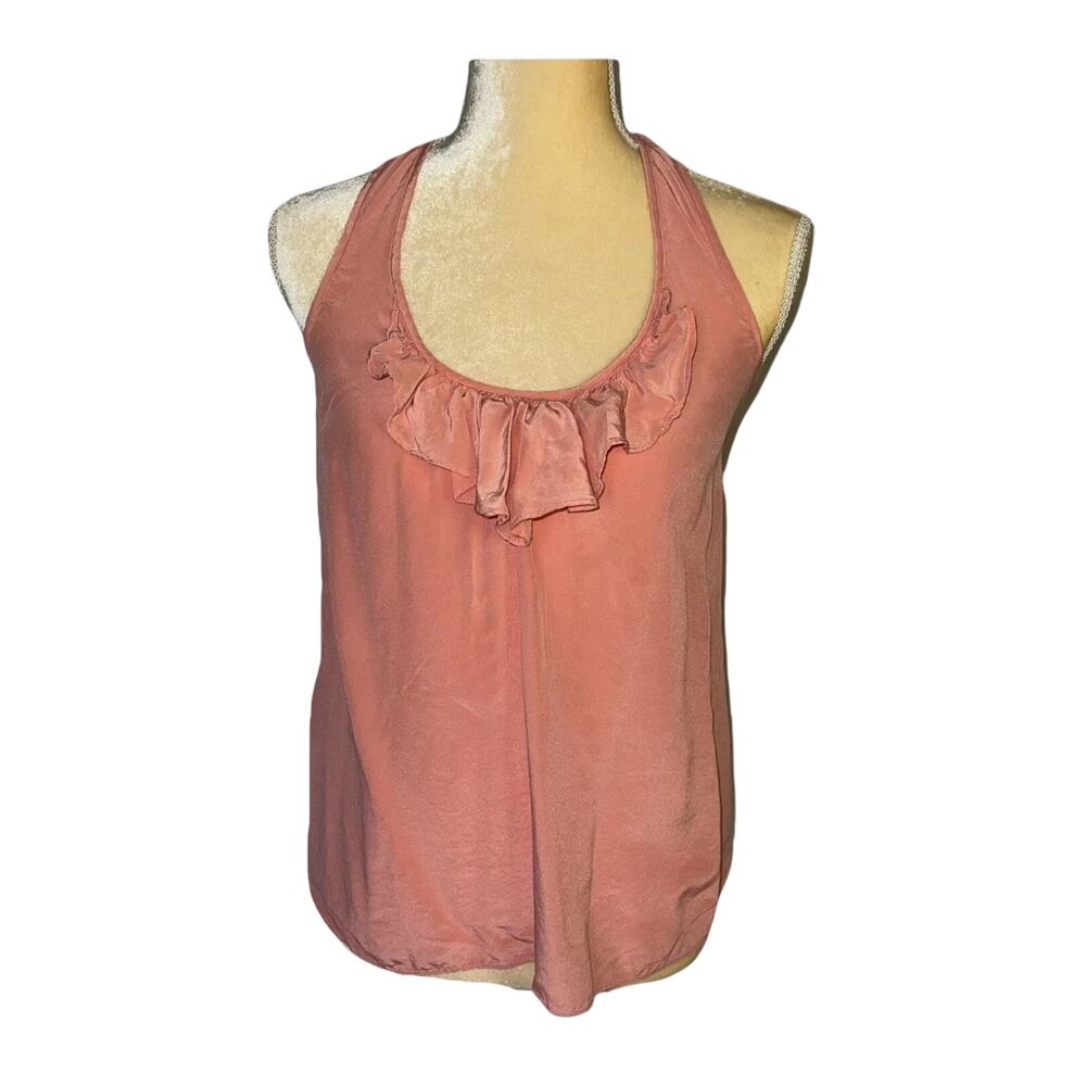 Alice & Trixie Ruffled Coral Silk Racer Back Size XS